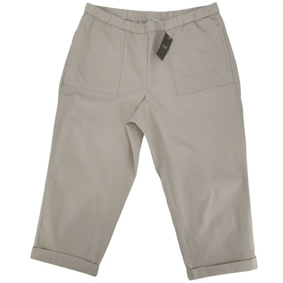J. Jill Women's High Rise Flat Front Pull On Beige Cropped Pant Size LP - Picture 1 of 7